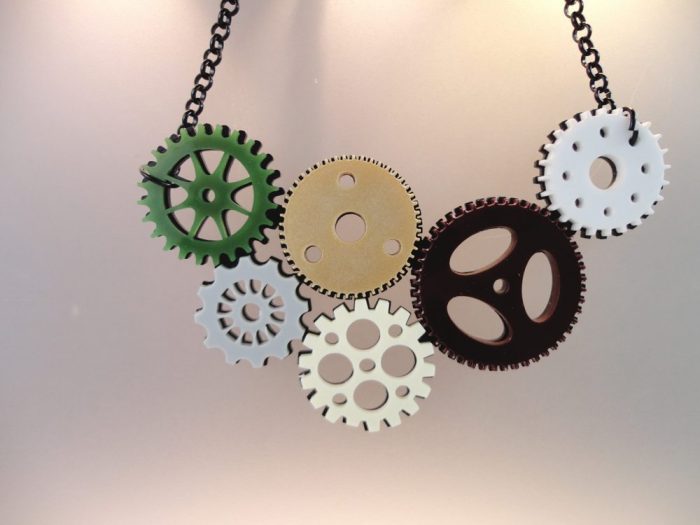 plexiglass clockwork necklace by plexi shock