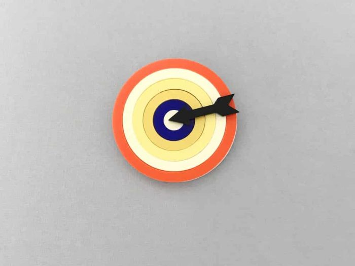 orange target acrylic brooch