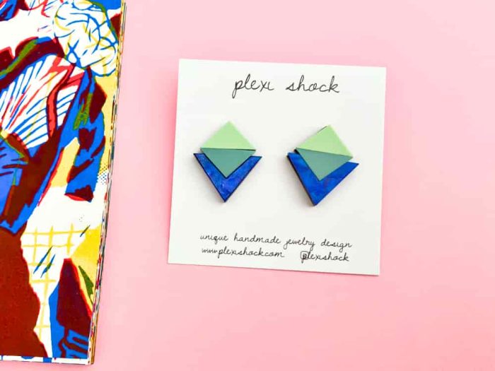 perspex celluloid triangle earrings by plexi shock