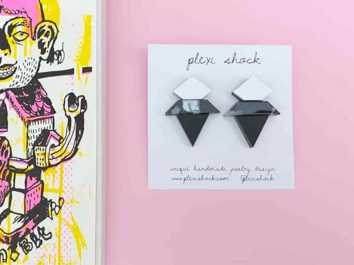 rhombus polygon triangle earrings by plexi shock jewelry