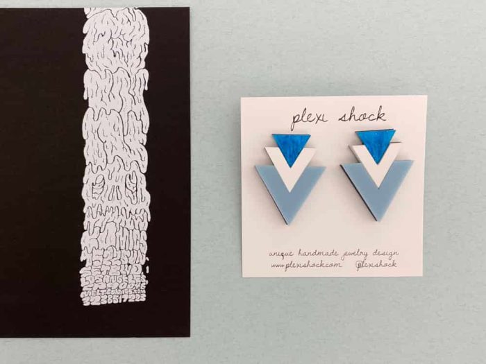 blue triangle earrings by plexi shock