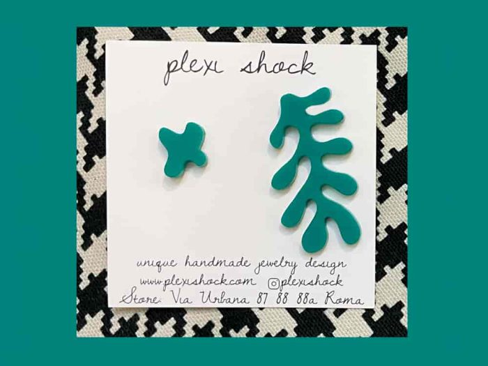 vivid green matisse leaf earrings by plexi shock gioielli acrilico roma